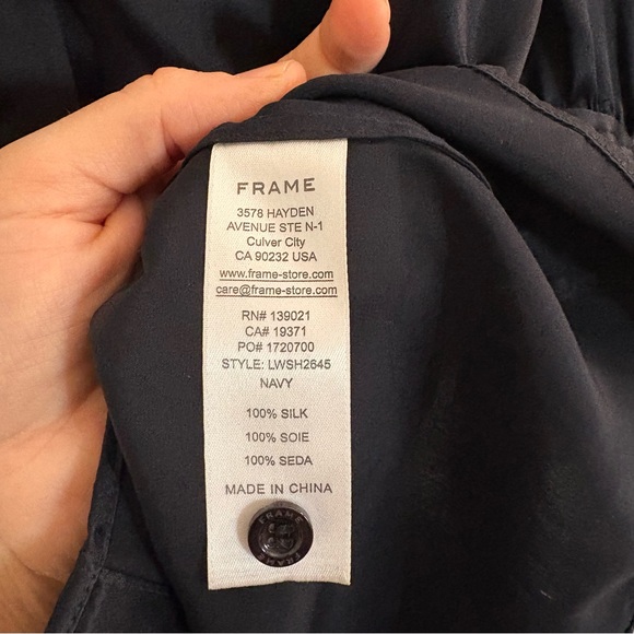 FRAME Gillian 100% Silk Navy Blouse Shirt Women’s Size Small Party Wear Festive - Picture 5 of 10